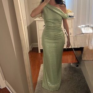 Baobab Primrose sequined draped gown Light Green